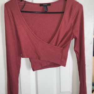 Mauve surplice crop top